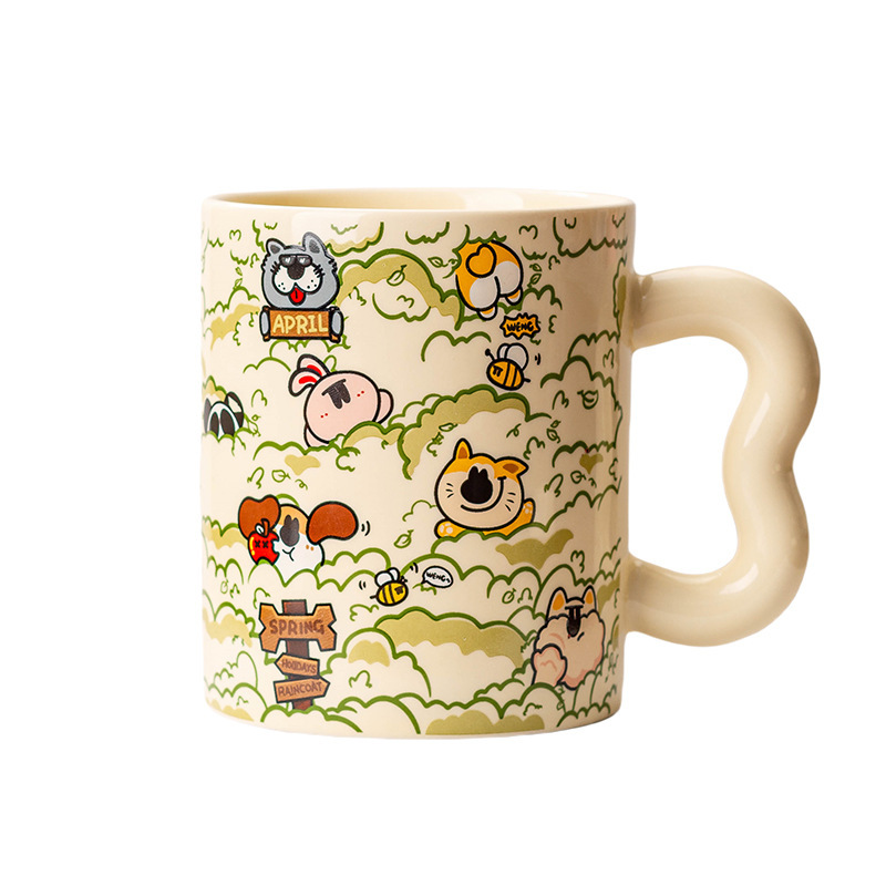 クリエイティブかわいい子犬マグかわいい漫画ウォーターカップ誕生日ギフトセラミックマグ飲料コーヒーカップカップル|undefined