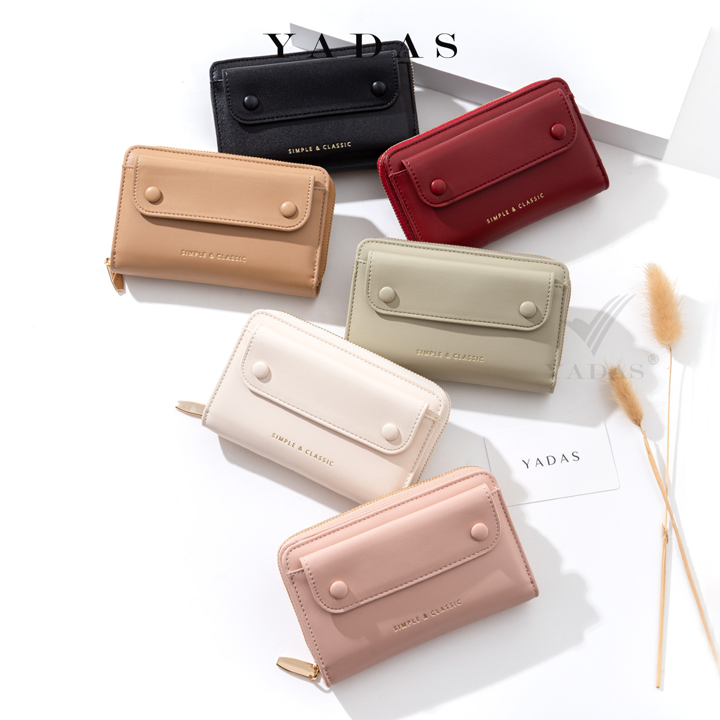 Cartera larga retro alta bolsa de diseño corta cremallera línea oscura bolsa de cambio para mujeres gran capacidad