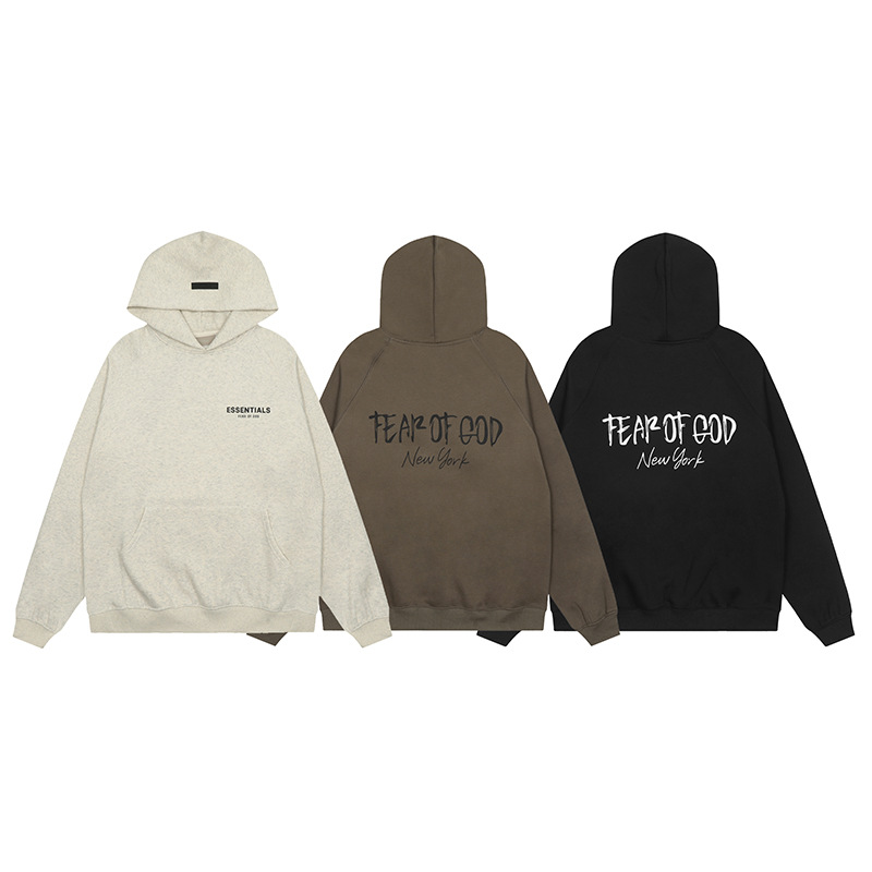 Wholesale FOG New Essentials Letter Print Padded Hooded Sweatshirt Unisex Loose Casual