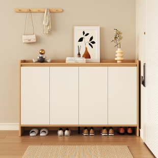 ♔ Shoe Cabinet for Home Entrance, Solid Wood Storage Cabinet, Integrated Wall-Mounted, No Installation Required, for Use Outside the Door in the Hallway, Large Capacity Shoe Storage