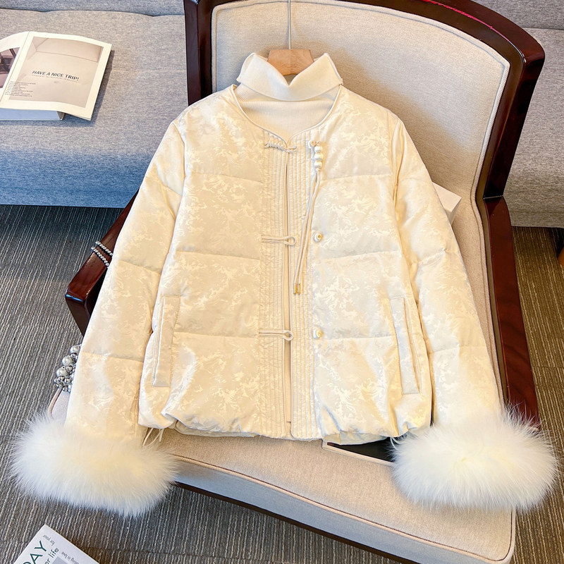 New Chinese-Style National Style Beautiful Jacquard Buttoned down Jacket for Women 2026 Super Popular Winter New Thickened Warm Coat