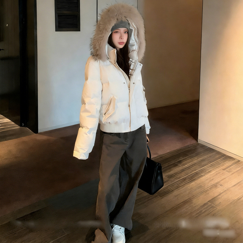 2025 Winter New Style [Snowy Mountain Realm] Short Parka down Jacket with Large Fur Collar for Women, Thickened Winter Coat