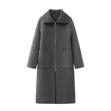 2025年冬装新款时尚翻领双面毛呢外套大衣女AR234025