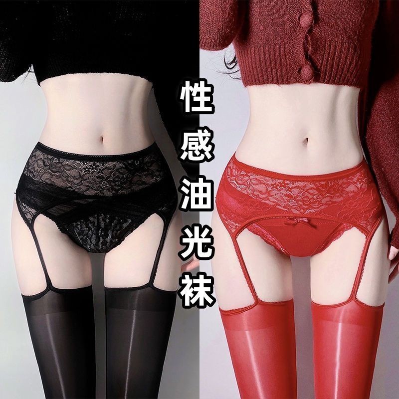 Horse oil temptation sexy lace black silk stockings gray shiny black suspenders horse oil women's high socks thin