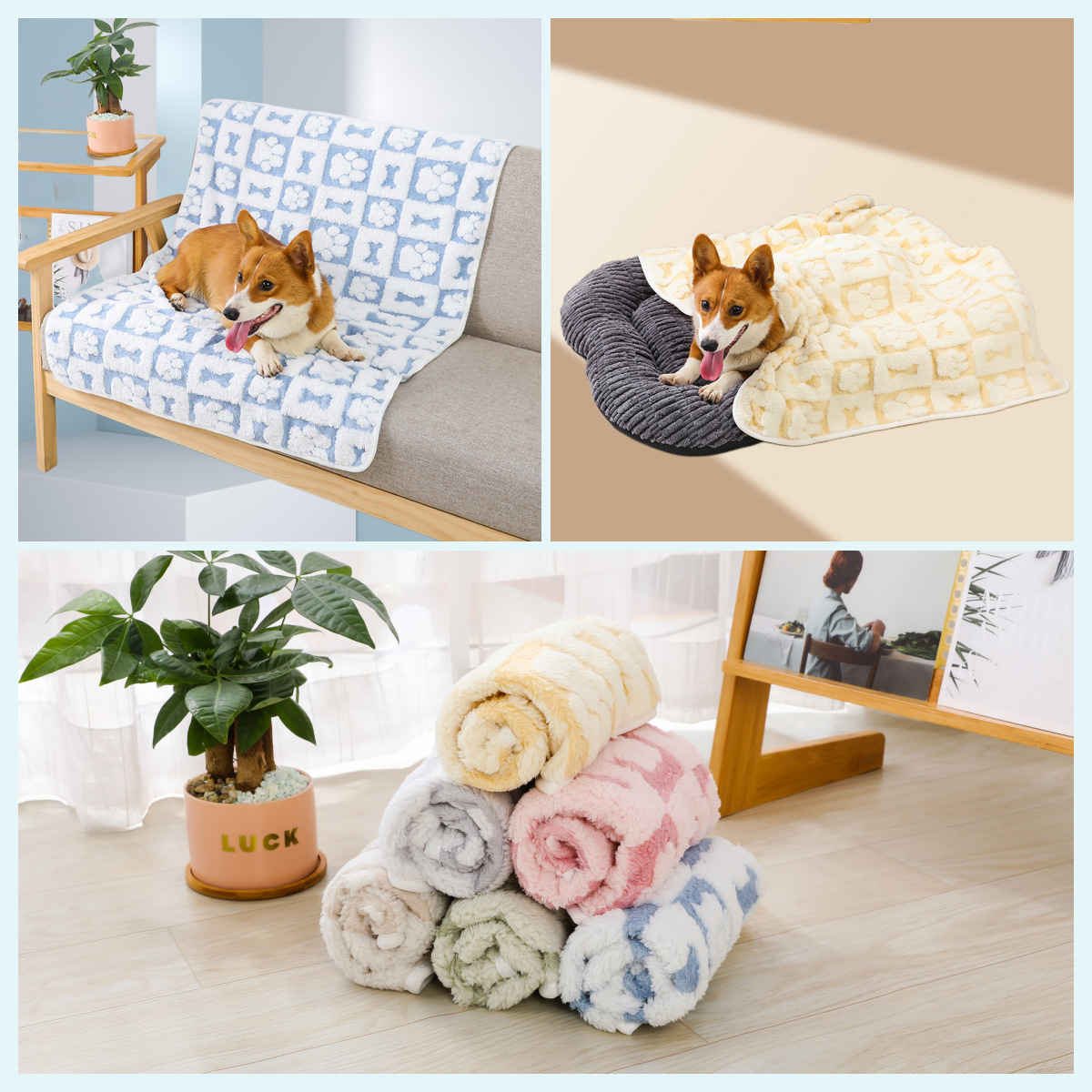 Mantas para mascotas otoño e invierno almohadillas cálidas para perreras de lana de coral manta de doble cara manta súper suave y lavable a máquina manta para perros y gatos de cuatro estaciones