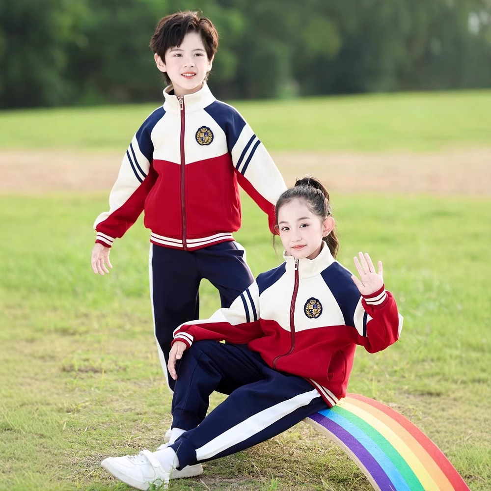 유치원 정원 옷 스포츠 게임 붉은 야구 옷 봄과 가을 세트 1 학년 옷 초등학생을위한 4 종 교복
