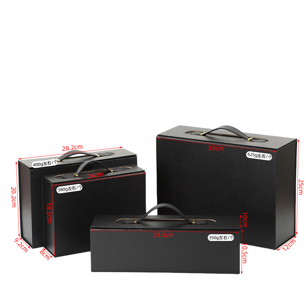 Caja plegable de mano negra; tamaño pequeño 24 * 18.2 * 8cm
