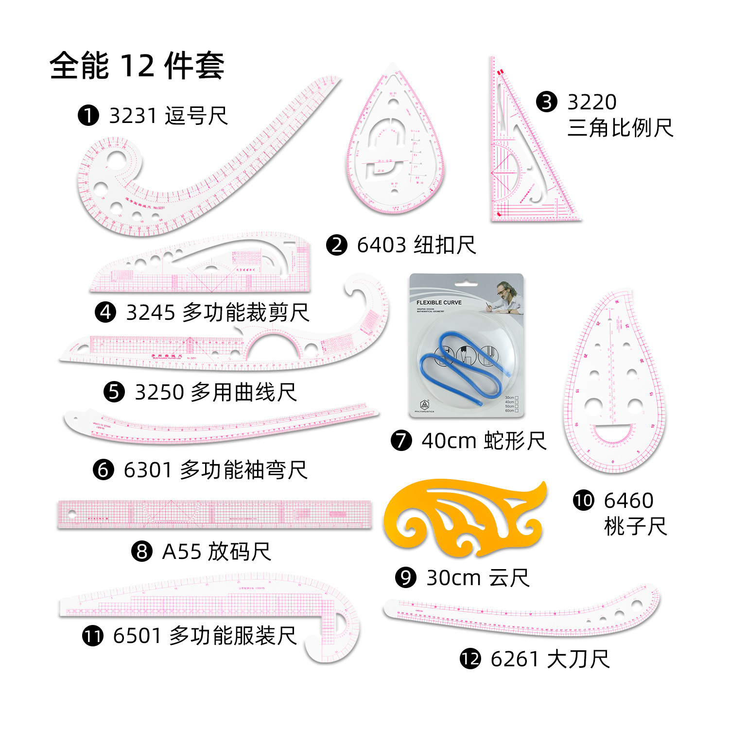 Regla de patronaje para costura, placa proporcional de impresión, herramienta multifuncional para corte curvo y confección de ropa
