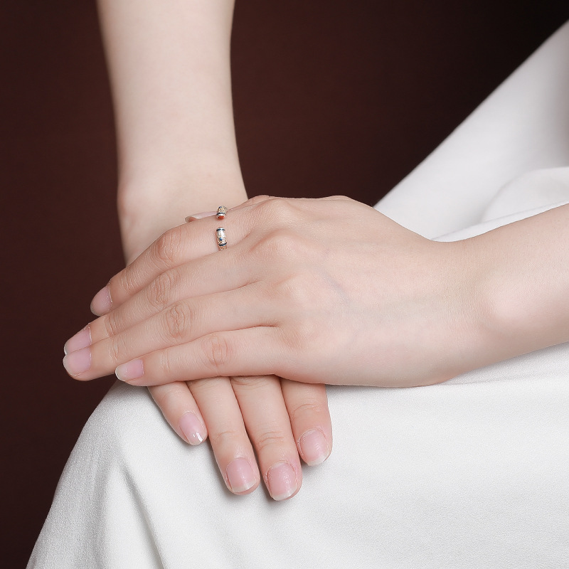 한 사슴 실버 S999.9 발 실버 국가 조수 수제 골드 공예 레트로 코인 하트 수트라 링 국가 스타일 기질 링