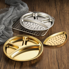 304不鏽鋼烤肉蘸料一體盤子韓式燒烤分格調料盤醬料碟烤肉店餐具