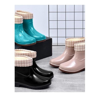 Women's Rain Boots for Work on the Ground, Rubber Shoes, Overshoes, Non-Slip Fashionable Short-Tube Shoes, Water Shoes, Spring & Fall Rain Boots, Zhao Zhi Li