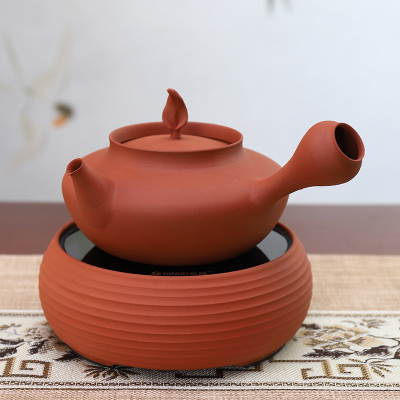 Чайный сервиз Mingde Garden Dao Yun Kiln: Чайник Чаошань Гонфу из грубой глины ручной формовки с боковой ручкой, электрическая керамическая плита