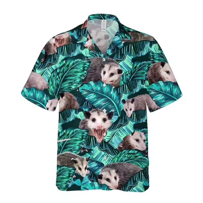 Divertido animal de flores divertidas 3D impresión digital para hombres verano casual vacaciones camisa hawaiana de manga corta con botones