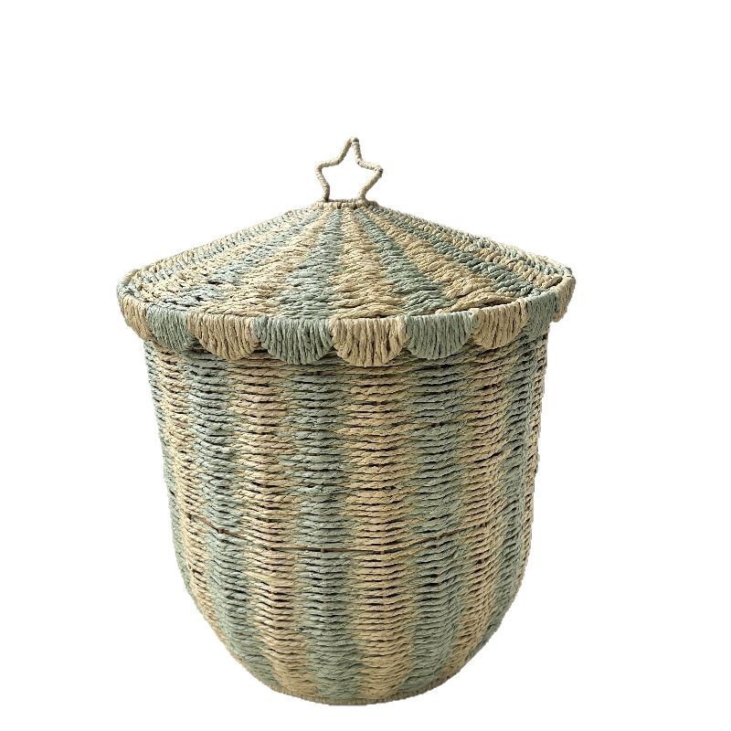 Ins北欧風手編み風床置き収納かご籐編みテーブル編みバスケット家庭用玩具スナック雑多|undefined