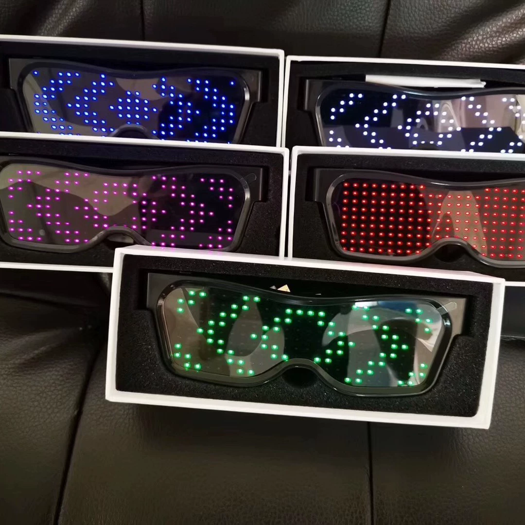 Bluetooth APP светящиеся очки на заказ светящиеся очки бар дискотека персонализированные крутые светящиеся очки