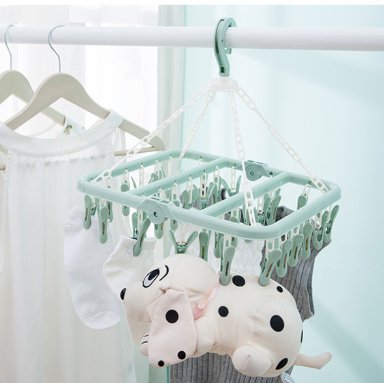 创意塑料衣架 多头32夹折叠晾晒架夹内衣袜子夹晾晒夹防风晾衣架