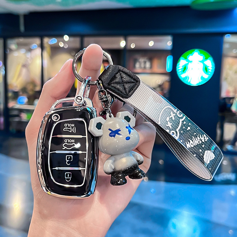 모던 Q 모델 - 스마트 4버튼 스피커 [싱글 쉘 블랙] + 그레이 폭력 곰 펜던트