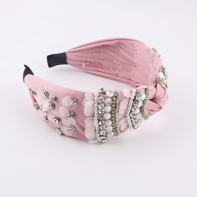 New Fashion European And American Style Fabric Rhinestone Pearl Sequined Personalized Headband Women's Dance Street Shooting Travel Hair Accessories Headdress display picture 5