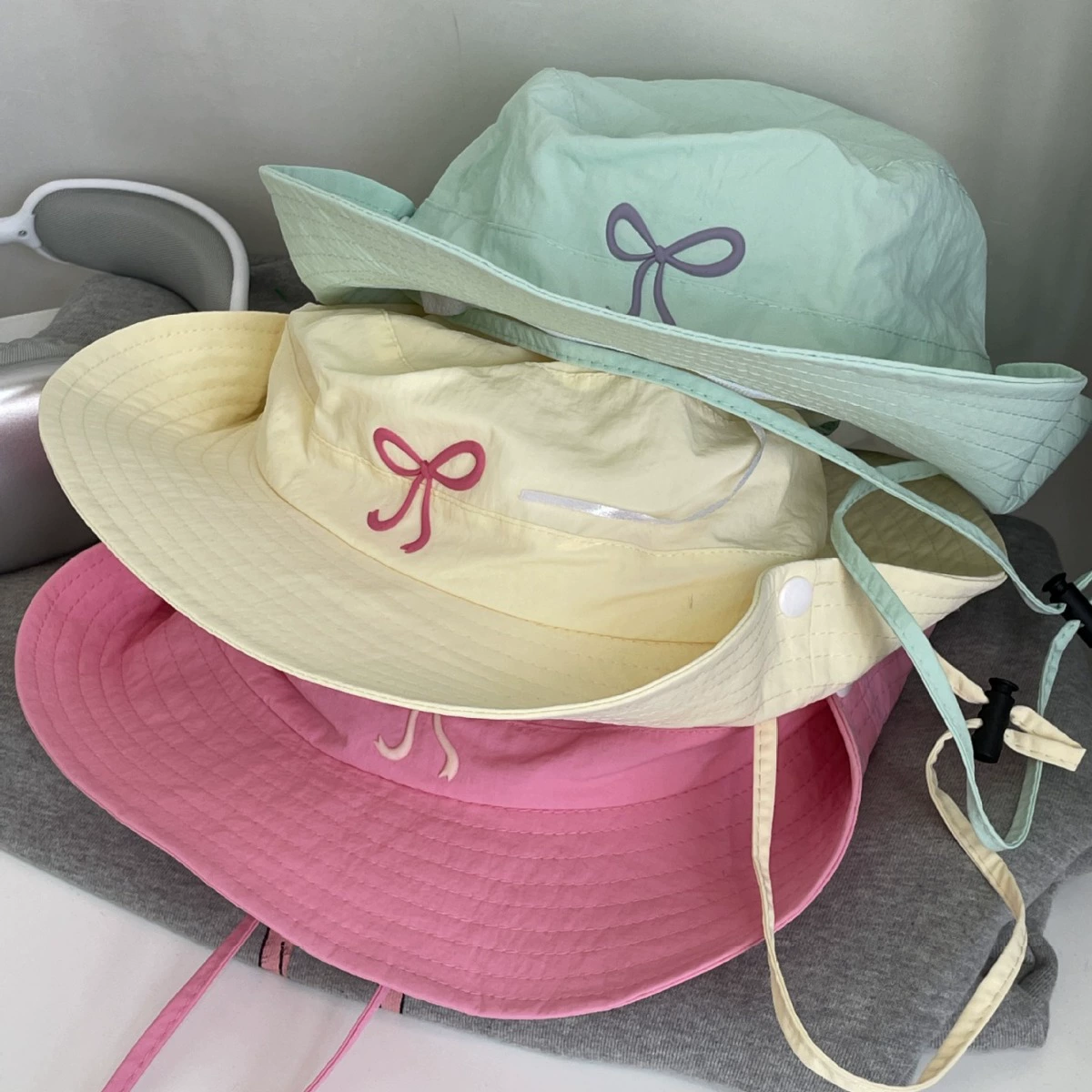 Дышащая, fisherman hat для студентов, привлекающая внимание девочек, шляпа для скалолазания с бантом, цвет конфет, ультра-тонкая и быстрая сушка