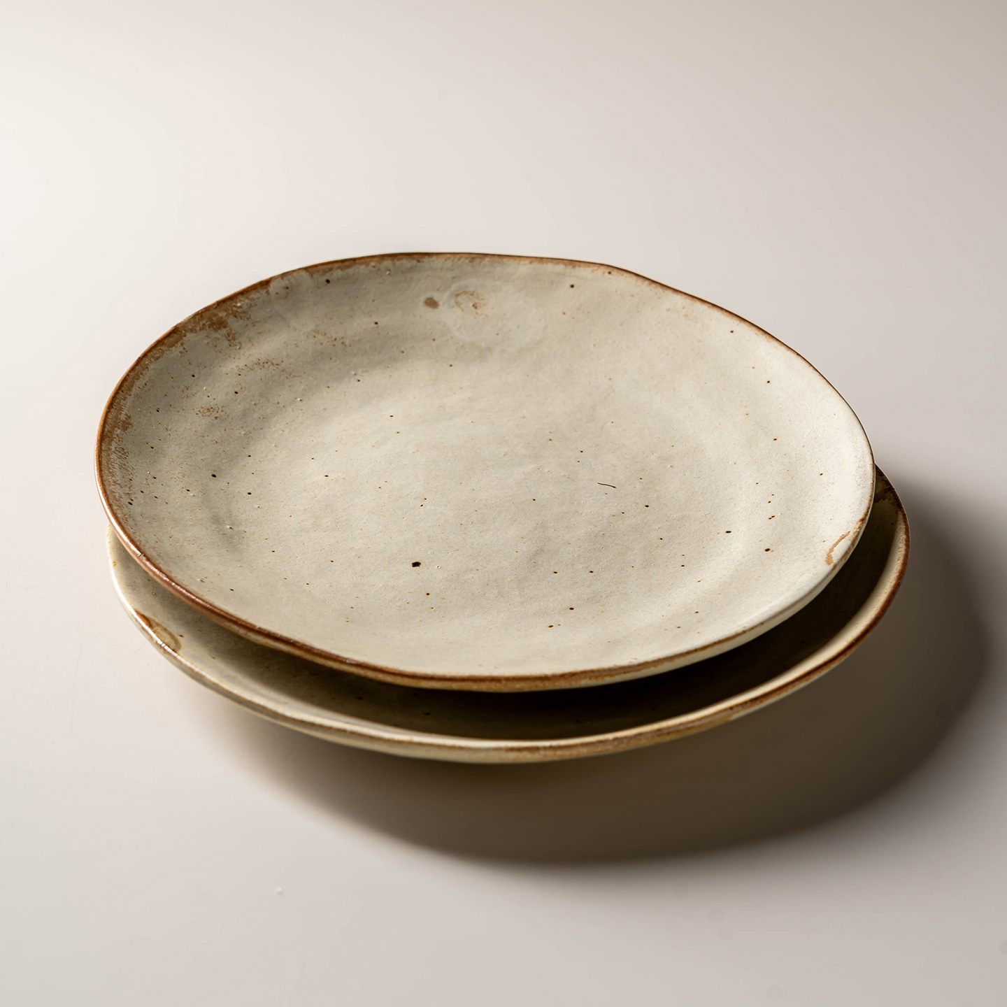 Plate Retro Stoneware Shallow Plate Wabi-Sabi Style Western Dinner Plate Home Restaurant Dish Plate Salad Plate Special-Shaped Tableware Wholesale Plate