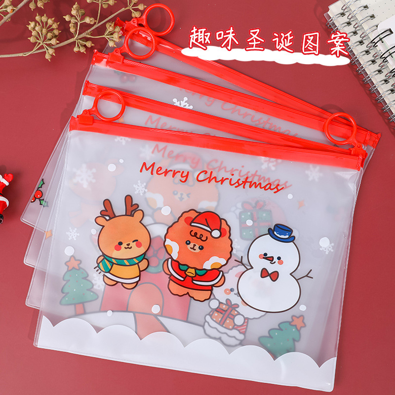 クリスマス漫画鉛筆バッグ学生 PVC 大容量文具バッグかわいい鉛筆バッグ子供のクリスマス文具ギフト