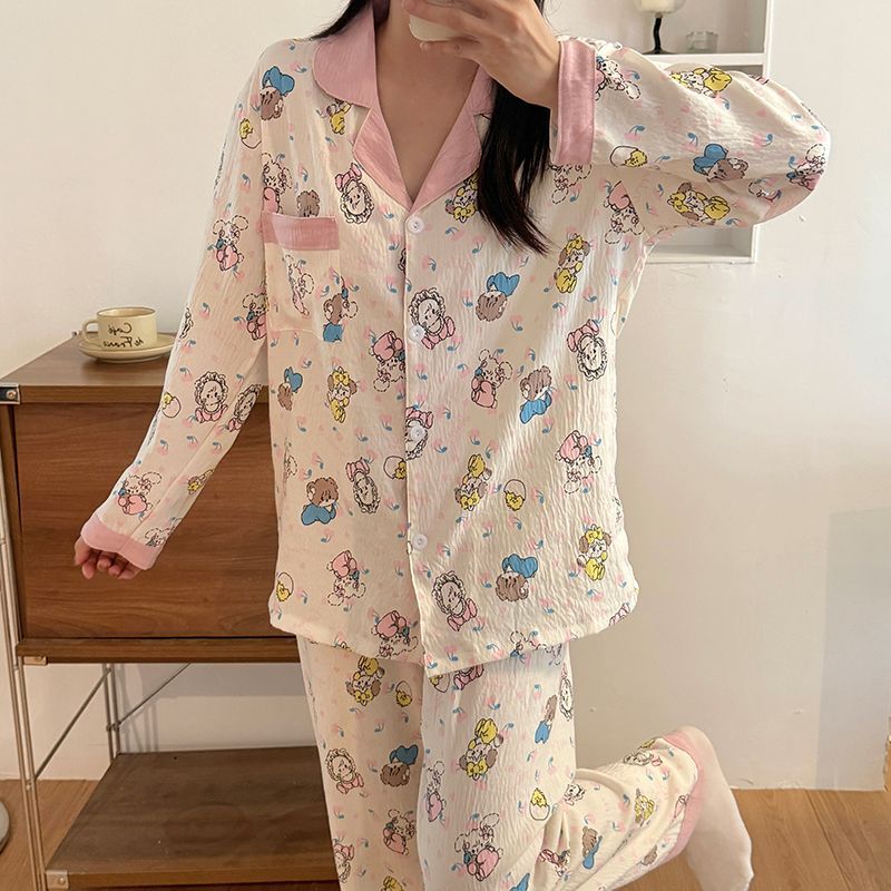 Transfronteriza mayorista collar primavera y otoño nuevo ocio nubes cardigan pijamas de manga larga ropa para el hogar de cuerdas