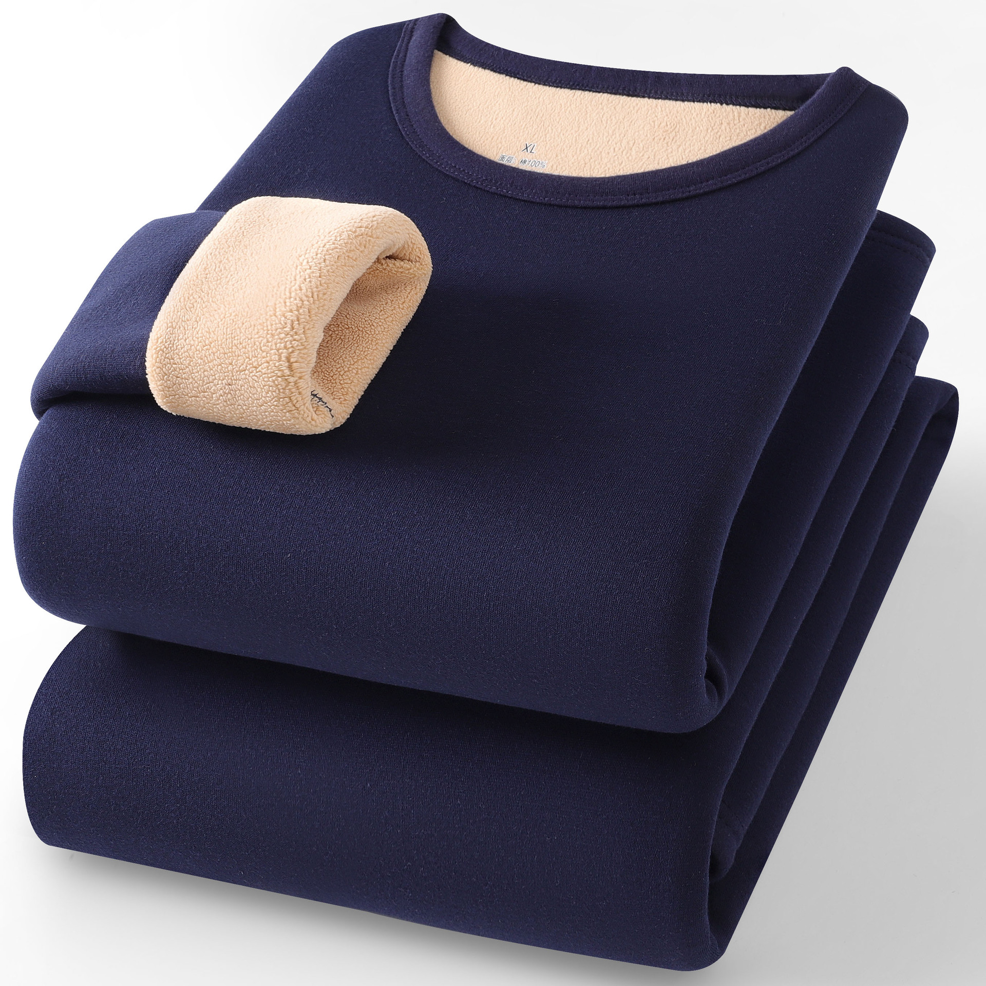 2025 Autumn and Winter Men's Pure Cotton Thermal Intimates Set Fleece-Lined and Thickeneded Cold-Proof and Heating Autumn Clothes and Long Pants New Style