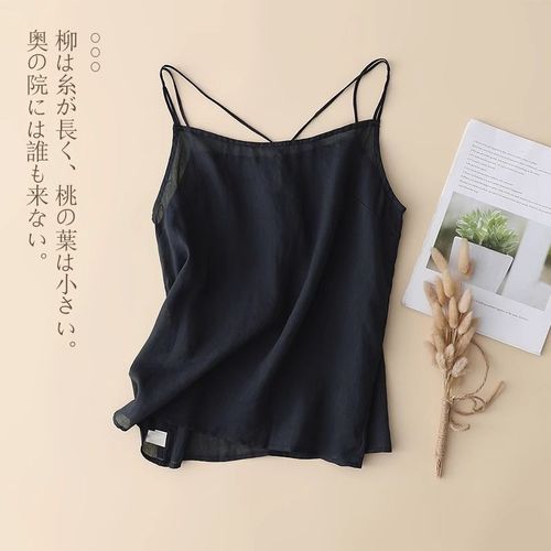 Cotton and linen small strapless vest ladies short-sleeved top spring and summer sleeveless inner wear cross design outerwear thin base shirt 