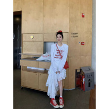 早秋穿搭套装2025新款美式宽松休闲百搭显瘦长袖T恤上衣半身长裙