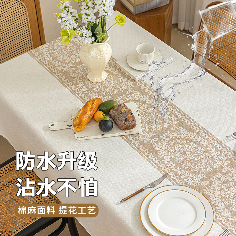 国境を越えた売れ筋の模造綿とリネンのテーブルクロス、防水性と耐油性、厚みのある高重量のコーヒーテーブルクロス、家庭用テレビキャビネットカバー卸売