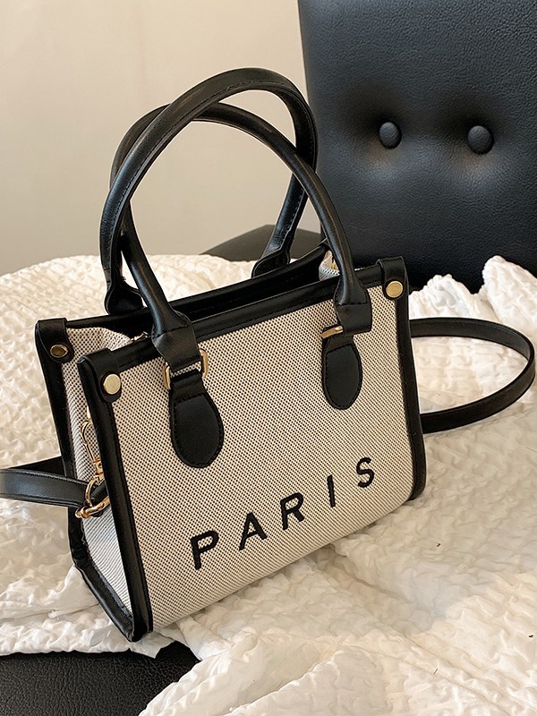 Bolsos para mujer, estilo nuevo transfronterizo, bolso tote de lona con letras bordadas, bolso de hombro cruzado informal de alta gama para ir al trabajo