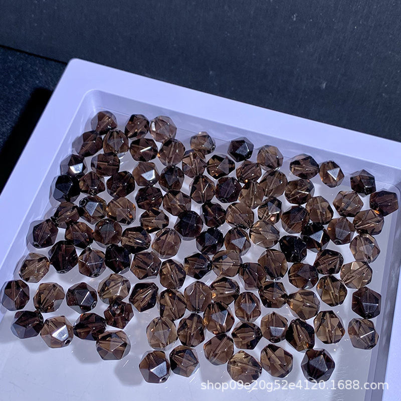 茶水晶随形珠 diy串珠水晶不规则切面散珠裸石茶晶随型散珠配饰
