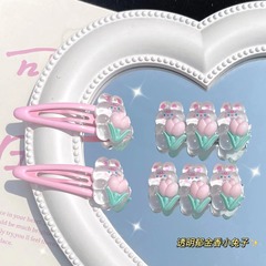 透明拿花小兔子髮夾可愛透明少女心劉海邊夾學生百搭鴨嘴夾頭飾女