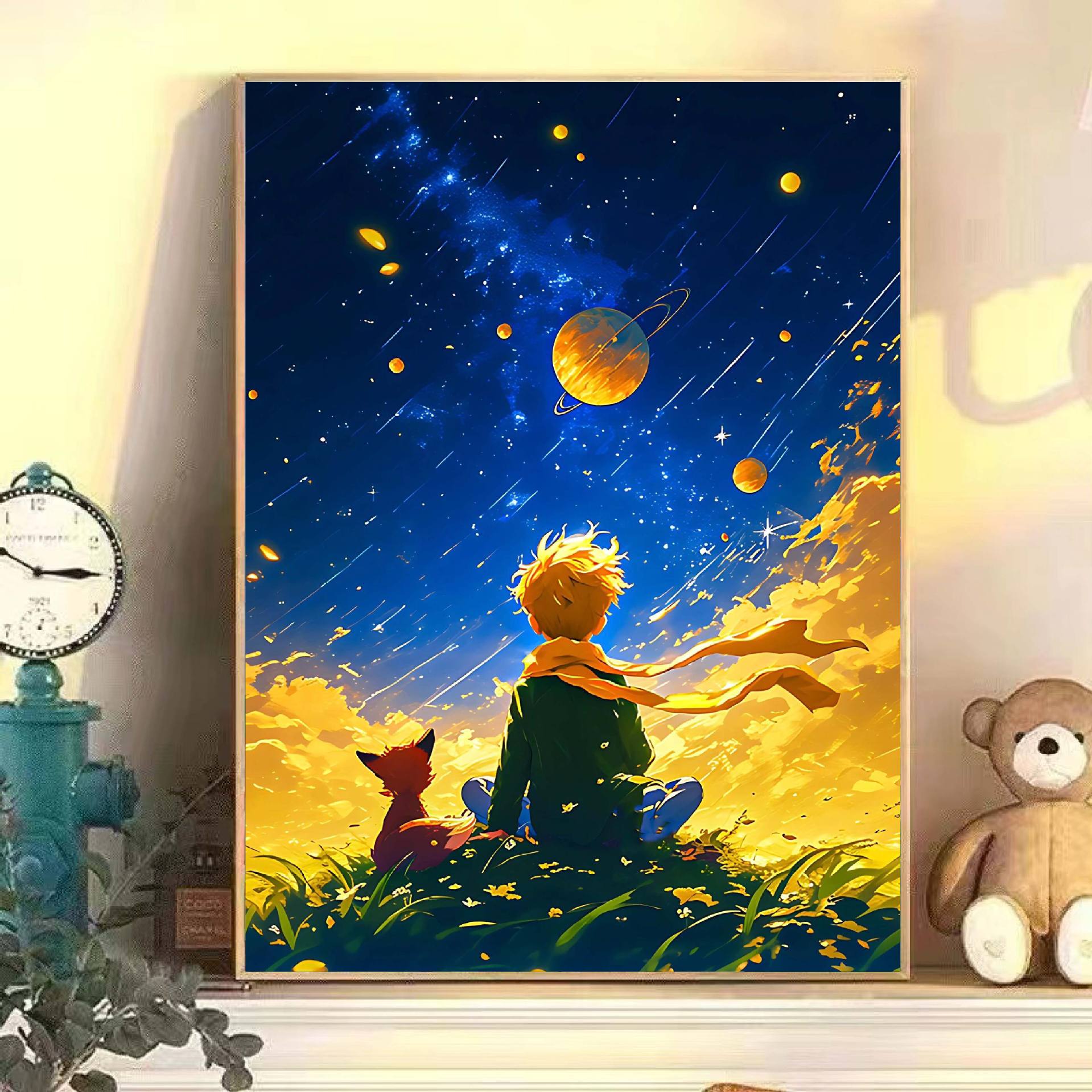 DIY pintura al óleo digital El pequeño príncipe estrella curar dibujos animados pintura al óleo acrílico hecha a mano pintura decorativa moderna