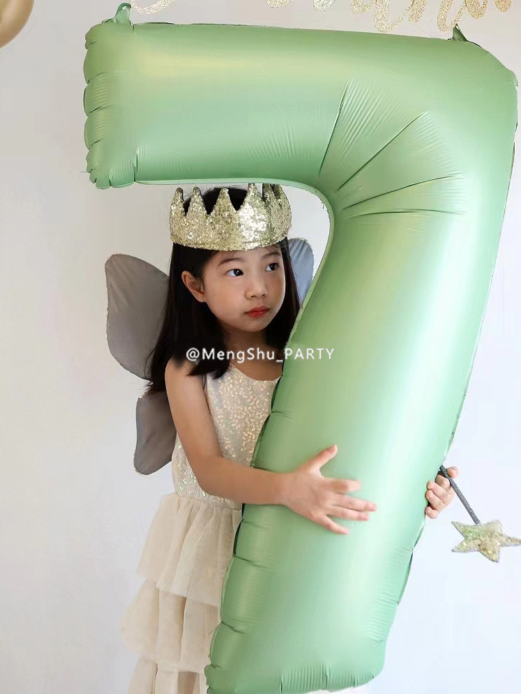 Large Olive Green Number Foil Balloon For Children Birthday Party_voghion.com