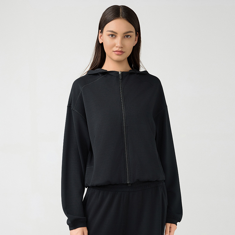Nuevo deportivo encapuchado con cremallera cardigan suelto camiseta casual mujer versátil perezosa carrera chaqueta de entrenamiento abrigo