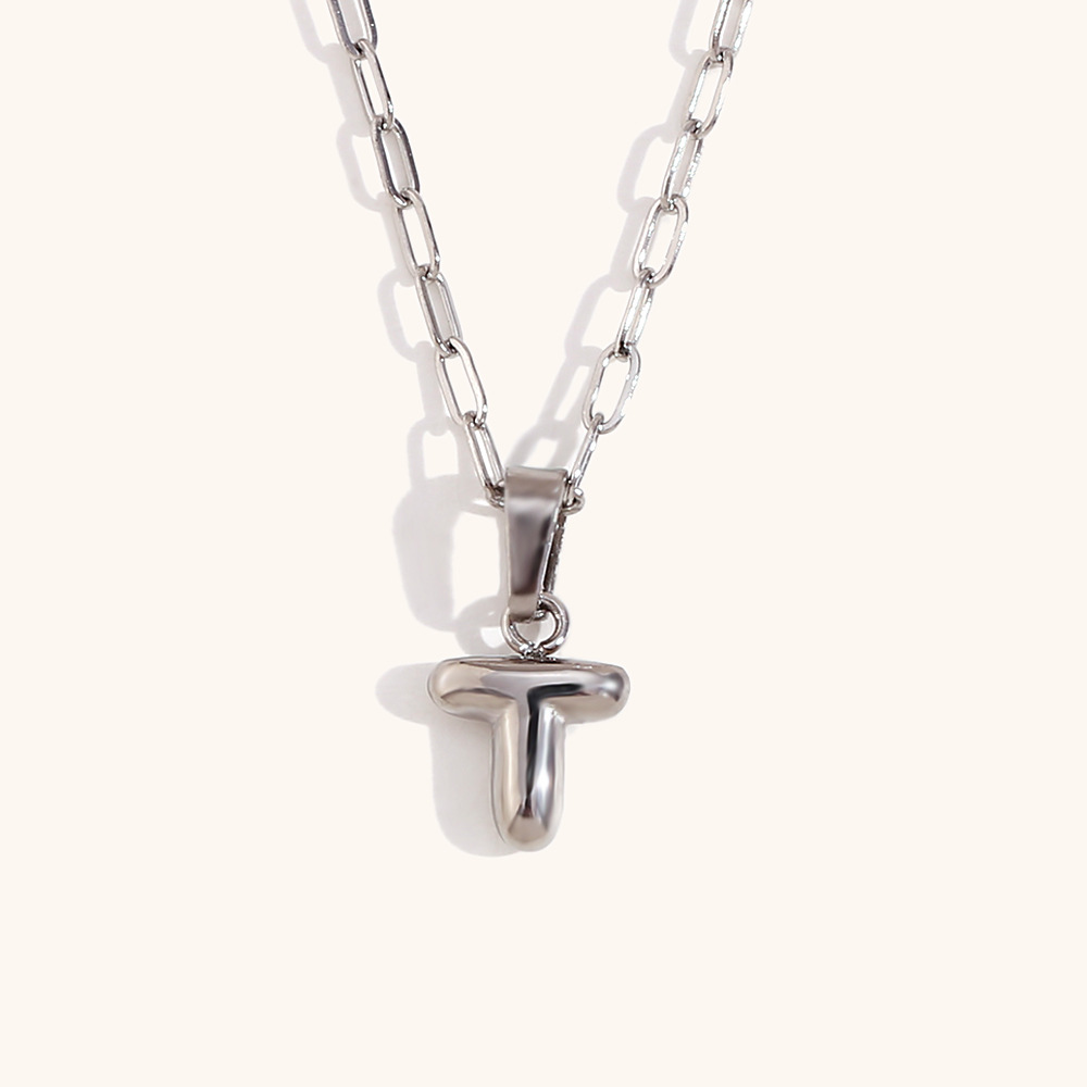 18K Real Gold Plated Plating Material PVD Coated Real Gold Plated Letter Stainless Steel Titanium Steel Simple Style Commute Waterproof Non Tarnish Stainless Steel Pendant Necklace