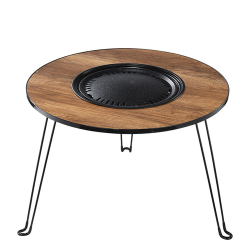 Fire pit tea set, home use indoor charcoal stove, outdoor barbecue rack, foldable portable camping barbecue table