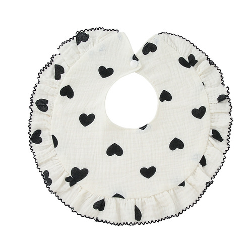 Newborn Baby Frilled Bib Cotton Gauze 360-degree bib Baby Accessories