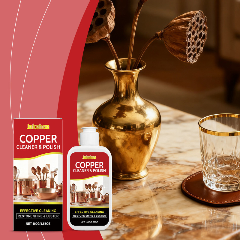 JAKEHOE Copper Cleaner and Polish: Gentle Oxide Remover for Copper Pots and Utensils, Restoring a Bright Metallic Shine JAKEHOE Copper Cleaner and Polish: Gentle Oxide Remover for Copper Pots and Utensils, Restoring a Bright Metallic Shine
