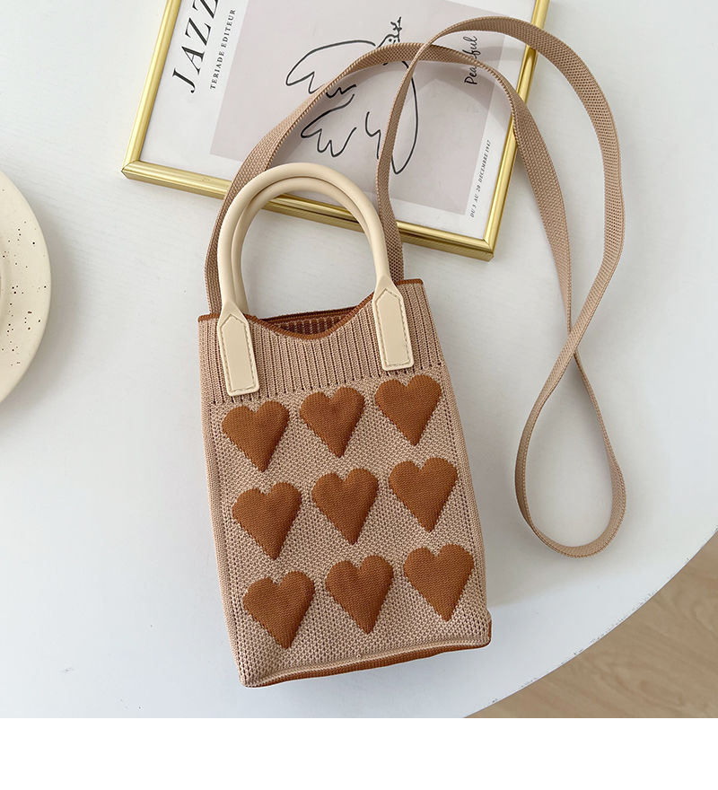 Nuevo amor bolso del teléfono móvil bolso de punto al por mayor de gran capacidad bolso de mano estudiante crossbody bolsa de lana fábrica