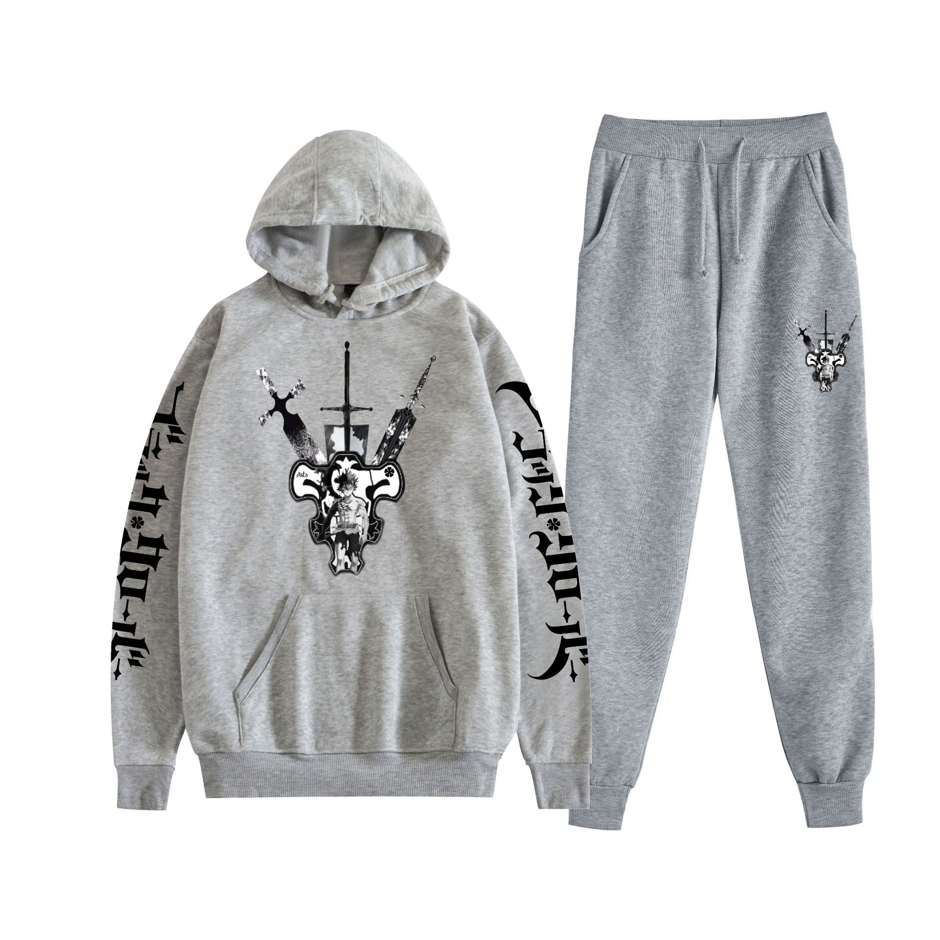 Comercio exterior nuevo estilo riman negro trébol de cuatro hojas Black Clover suéter con capucha corsés traje de dos piezas