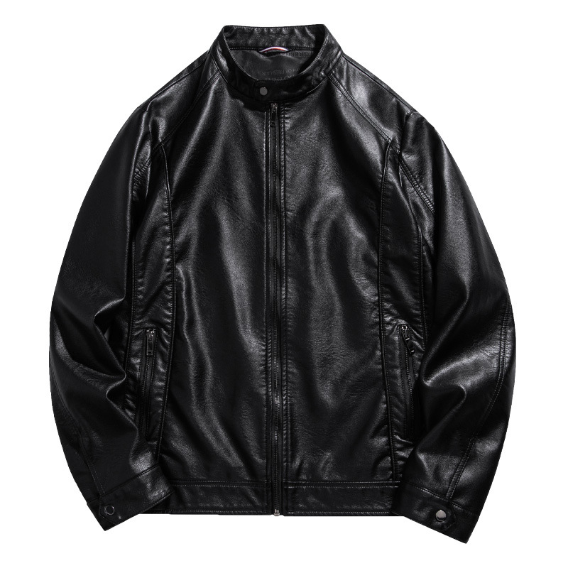Men's Clothing stand collar leather jacket men's coat autumn new simple PU leather jacket short top_voghion.com