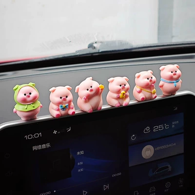 Car Mini Cute Screen Console Ornaments Piggy Doll Doll Car Decoration In Car