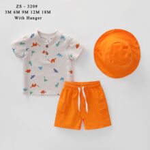 外贸套装婴3M-18M新款3PCS夏季圆领T-shirt+短裤+帽子宝宝套装311