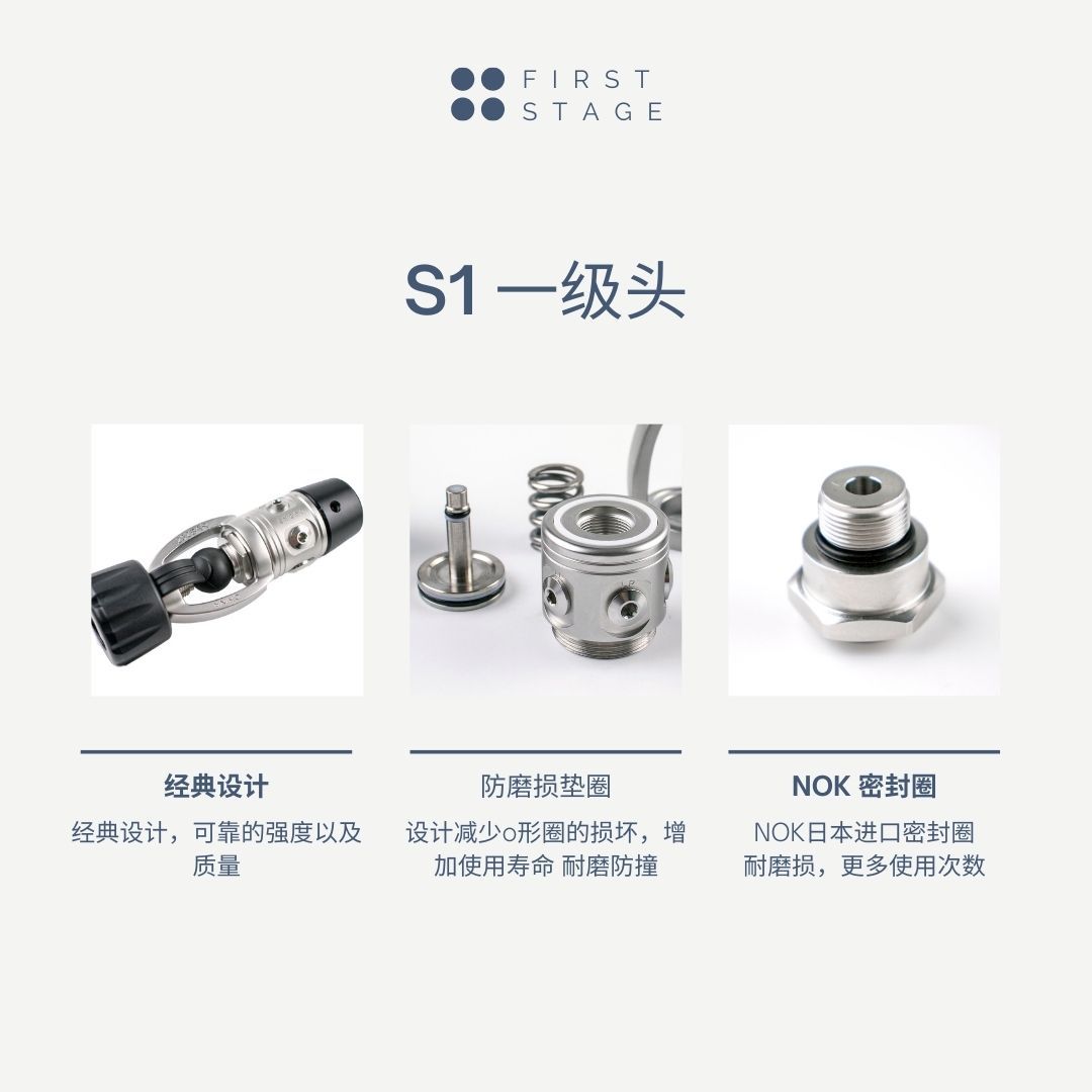 Regulador DE BUCEO HOTDIVE S1 traje de entrenamiento válvula reductora de presión de cabeza de primer nivel regulador de respiración de segundo nivel medidor de una sola articulación