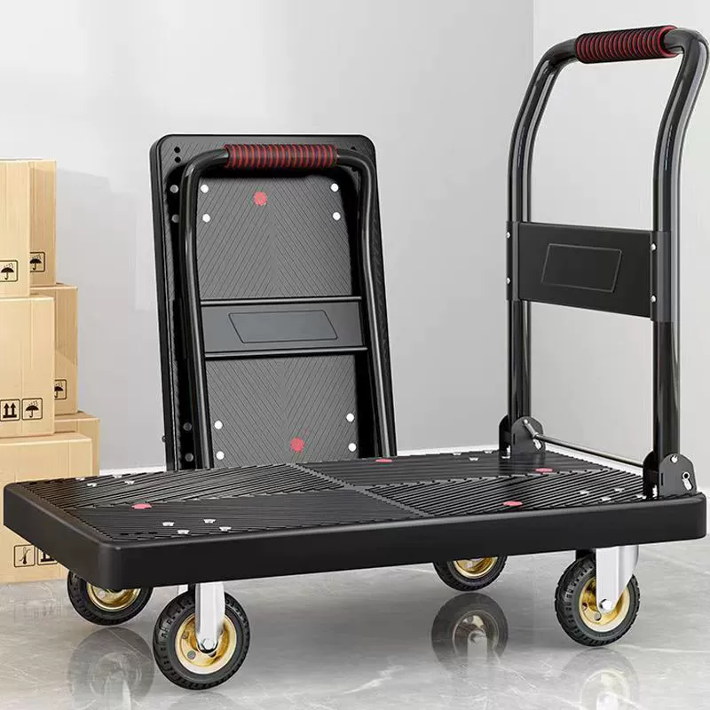 Утолщенная четырехколесная Бесшумная плоская движущаяся тележка для скутера, складная тележка для покупок, небольшая тележка с прицепом