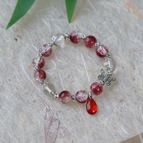 National style creative glass plate toy toy bracelet for women wholesale literary and artistic new Chinese style butterfly crystal bracelet that does not fade and is trendy