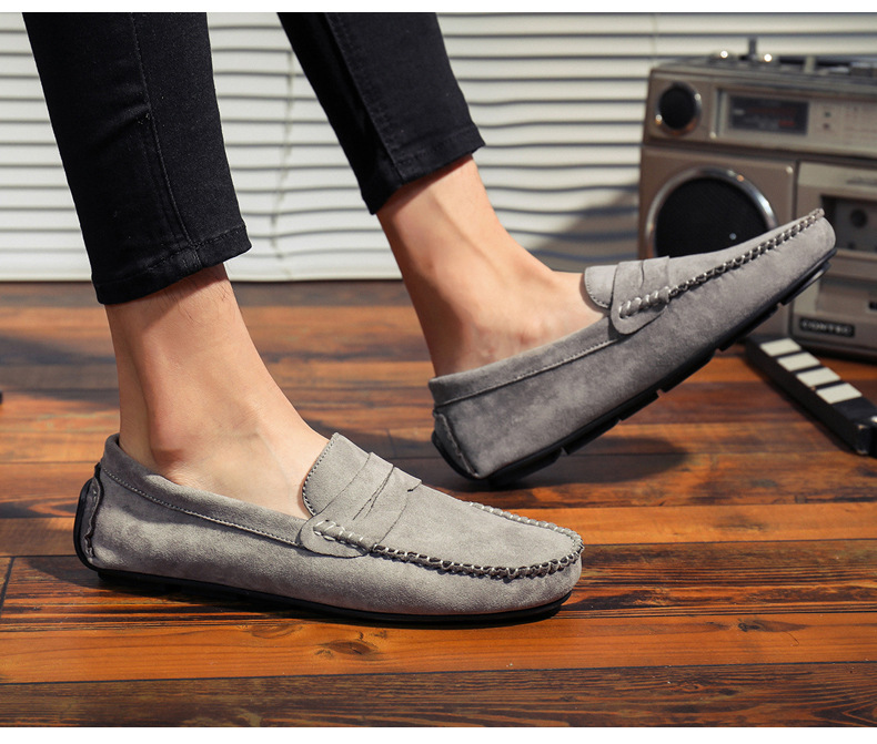 Doudou chaussures de conduite décontractées en cuir britannique, chaussures paresseuses pour hommes_voghion.com