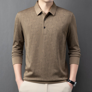 Autumn New Long-sleeved T-shirt Men's Lapel Casual Base Shirt Middle-aged Dad Fashionable All-match Polo Shirt Men's Wear
